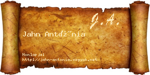 Jahn Antónia névjegykártya