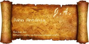 Jahn Antónia névjegykártya